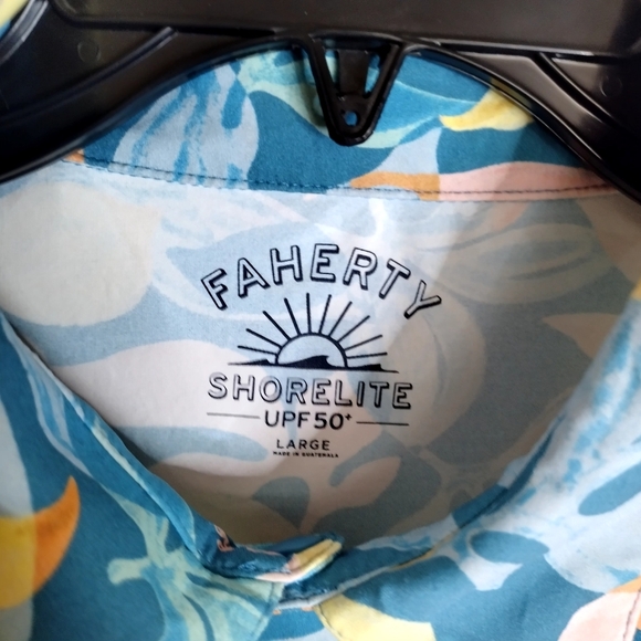 Faherty Shorelite Short-Sleeve Tech Polo Summer Blooms UPF 50 Sz L - Picture 5 of 6